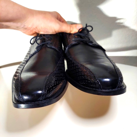 Stacy Adams Black Printed Cow Leather Lace Up Oxford Dress Shoes - Picture 10 of 13